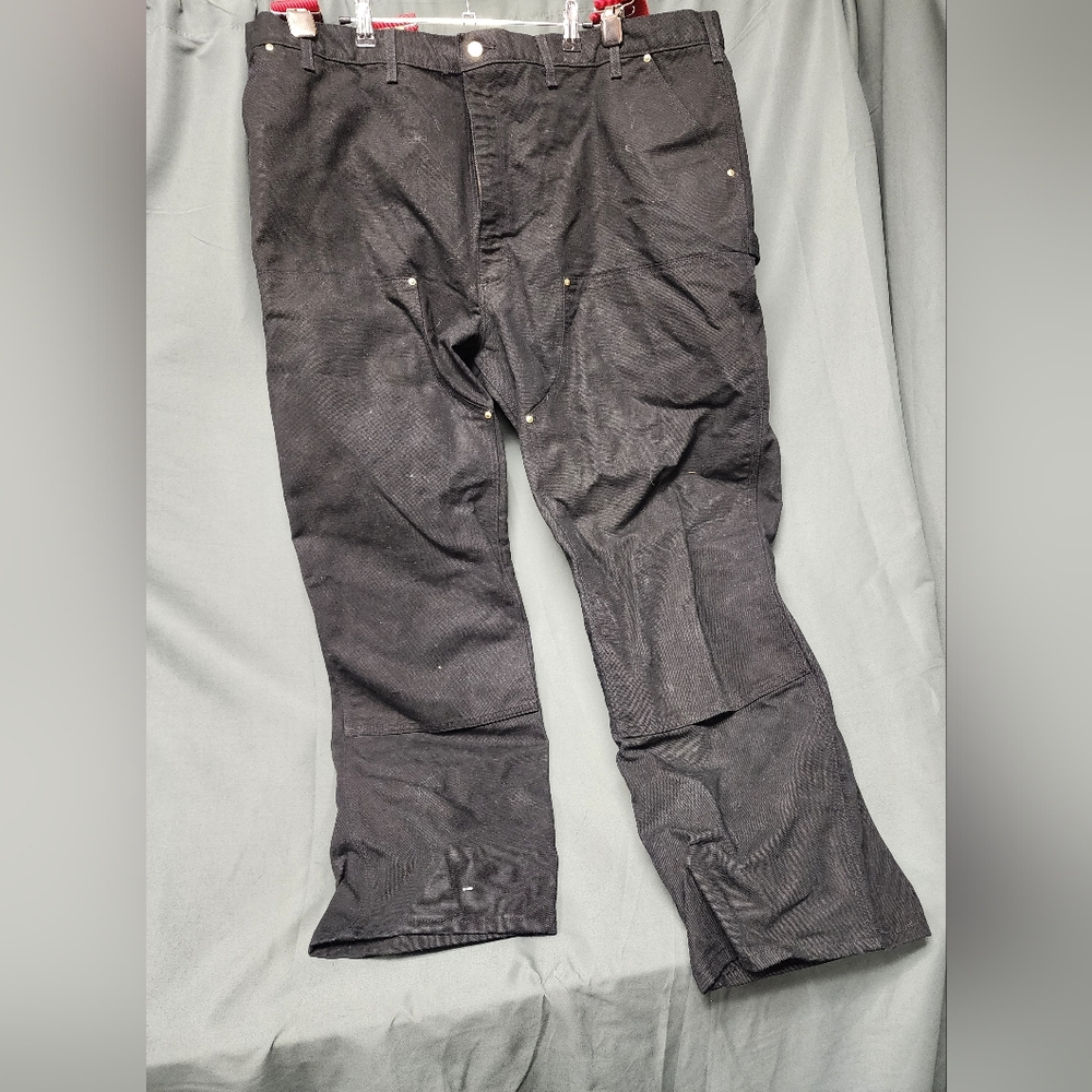 Men's Carhartt Black Work Pants, Size 48x30, with 46" Welch Suspenders